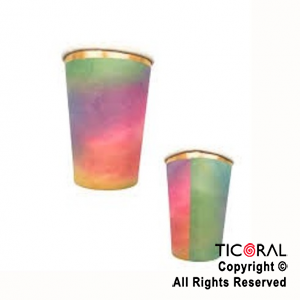 VASO MULTICOLOR PASTEL CON STAMPING X 10 UNIDADES x 1